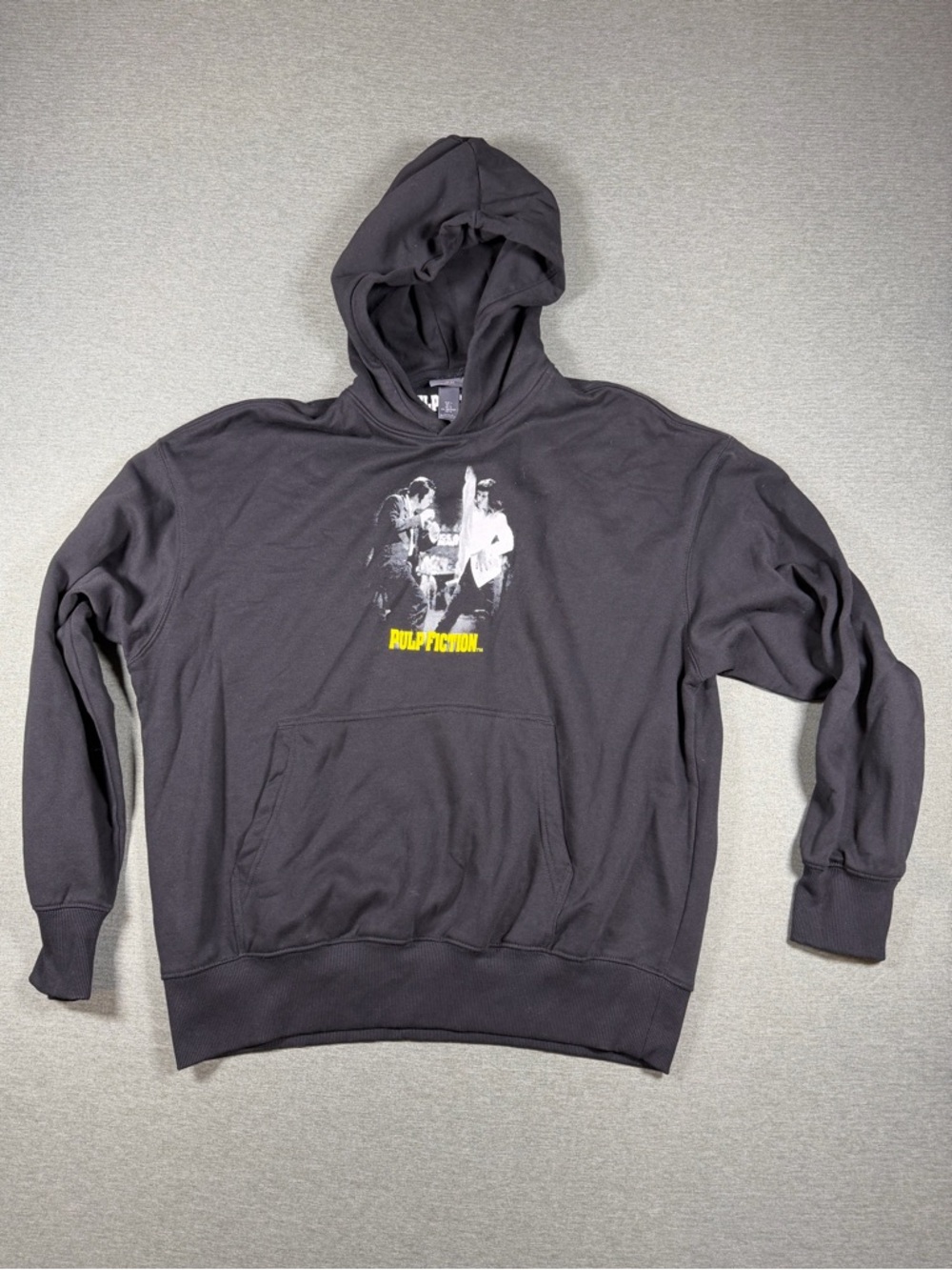H&M Black Pulp Fiction Graphic Hoodie with Yellow Logo